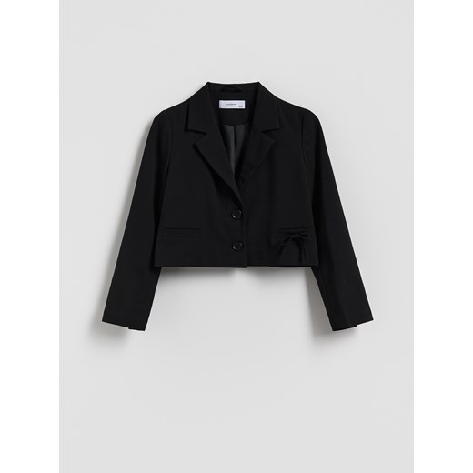 Reserved - Krótka marynarka z wiskozą - czarny ze sklepu Reserved w kategorii Marynarki dziewczęce - zdjęcie 187684096