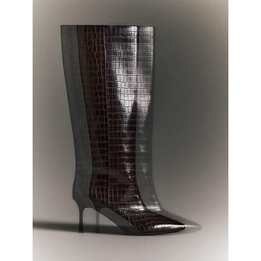 Reserved - Kozaki na obcasie - ciemnobrązowy ze sklepu Reserved w kategorii Kozaki damskie - zdjęcie 187684159