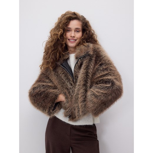 Reserved - Kurtka z imitacji futra - brązowy ze sklepu Reserved w kategorii Futra damskie - zdjęcie 187684487
