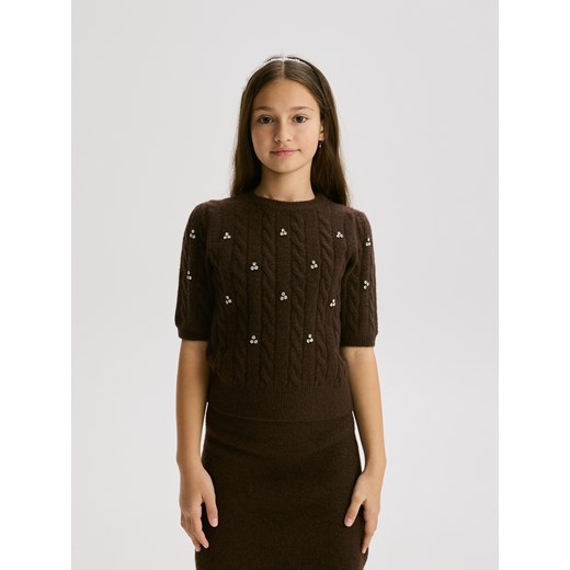 Reserved - Sweter z domieszką wełny - brązowy ze sklepu Reserved w kategorii Swetry dziewczęce - zdjęcie 187686288