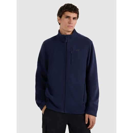 Męski polar rozpinany ze stójką 4F 4FRMM00TFLEM435 - granatowy ze sklepu Sportstylestory.com w kategorii Bluzy męskie - zdjęcie 187686736