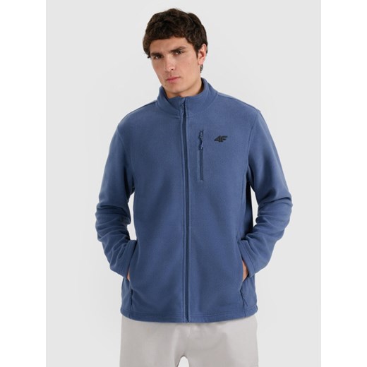 Męski polar rozpinany ze stójką 4F 4FRMM00TFLEM435 - granatowy ze sklepu Sportstylestory.com w kategorii Bluzy męskie - zdjęcie 187686745