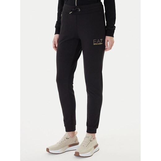EA7 Emporio Armani Spodnie dresowe 8NTP66 TJ9RZ 1200 Czarny Regular Fit ze sklepu MODIVO w kategorii Spodnie damskie - zdjęcie 187687487