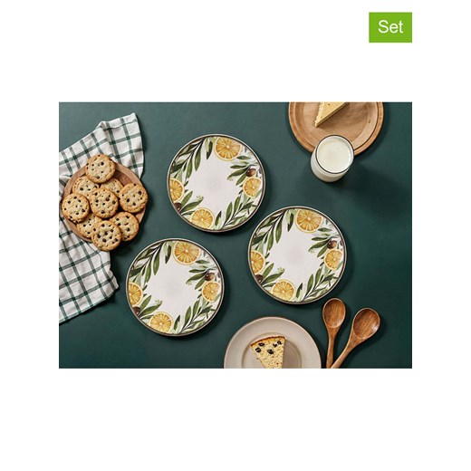 Hermia Talerzyki deserowe (6 szt.) w kolorze biało-żółto-zielonym - Ø 19,3 cm ze sklepu Limango Polska w kategorii Naczynia - zdjęcie 187689115