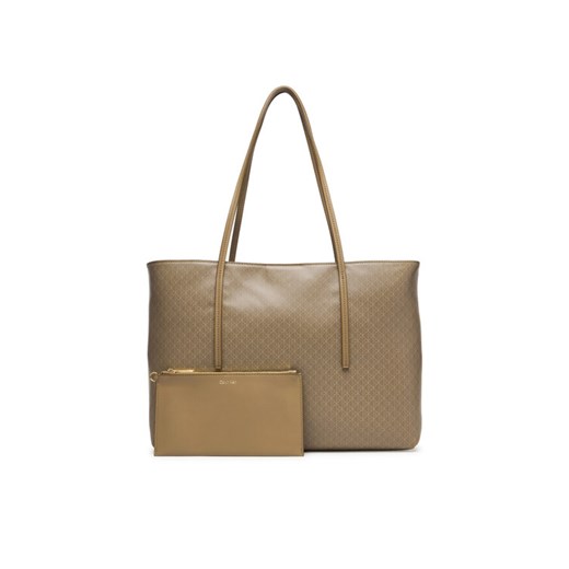 Torebka Calvin Klein Emblem Aop Tote W/ Pouch LV04F3266G Beżowy ze sklepu eobuwie.pl w kategorii Torby Shopper bag - zdjęcie 187689557