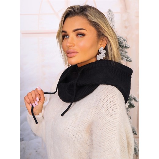 KOMINIARKA DZIANINOWA Z KAPTUREM-CZARNA ze sklepu olika.com.pl w kategorii Szaliki i chusty damskie - zdjęcie 187690129