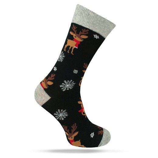 Świąteczne Skarpetki - Alties - Renifer, Płatki Śniegu SKALTS0160RENIFERczarne ze sklepu JegoSzafa.pl w kategorii Skarpetki męskie - zdjęcie 187691505