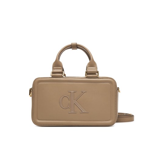 Calvin Klein Torebka Bold Ck Elongated Mini Tote LV04F3411G Beżowy ze sklepu MODIVO w kategorii Kuferki - zdjęcie 187692398
