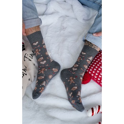 Skarpetki świąteczne męskie Pierniki ciemny melanż 1290.037, Kolor ciemny melanż, Rozmiar 39-42, Milena ze sklepu Primodo w kategorii Skarpetki męskie - zdjęcie 187693315