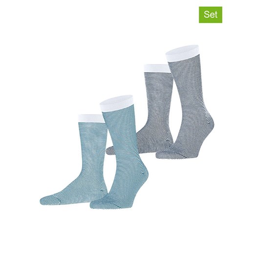ESPRIT Skarpety (2 pary) &quot;Allover Stripes&quot; w kolorze niebieskim ze sklepu Limango Polska w kategorii Skarpetki męskie - zdjęcie 187693597