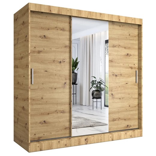 Szafa przesuwna dąb artisan 200 cm - Massi 6X ze sklepu Edinos.pl w kategorii Szafy - zdjęcie 187693905