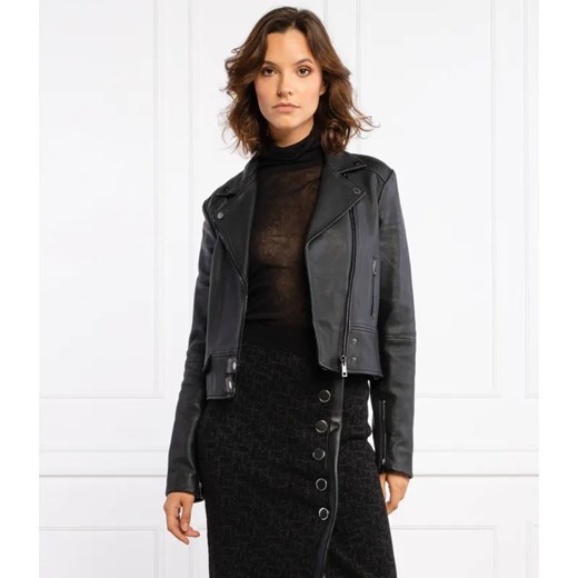 Pinko Skórzana ramoneska SENSIBILE 10 | Slim Fit ze sklepu Gomez Fashion Store w kategorii Kurtki damskie - zdjęcie 187694375