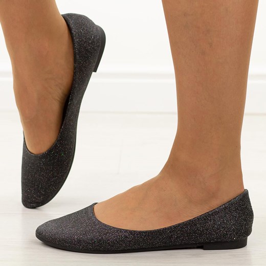 Czarne brokatowe baleriny damskie Potocki 23001 ze sklepu suzana.pl w kategorii Balerinki - zdjęcie 187695019