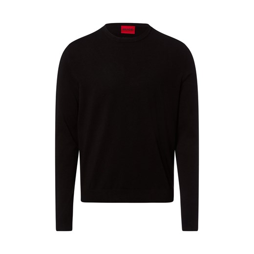 HUGO Męski sweter z dzianiny - San Cody Mężczyźni wiskoza czarny jednolity ze sklepu vangraaf w kategorii Swetry męskie - zdjęcie 187695119