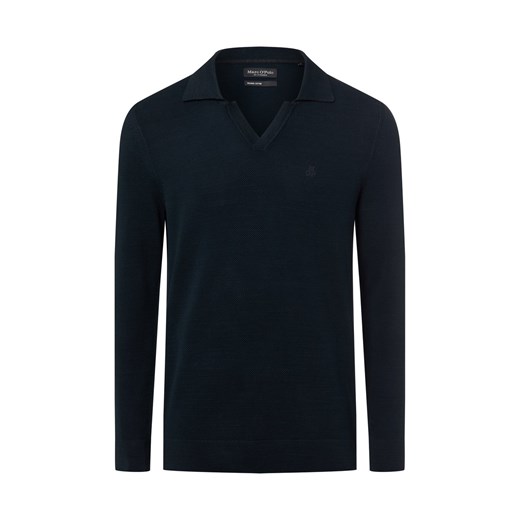 Marc O'Polo Męski sweter z dzianiny Mężczyźni Bawełna granatowy wypukły wzór tkaniny ze sklepu vangraaf w kategorii Swetry męskie - zdjęcie 187695126