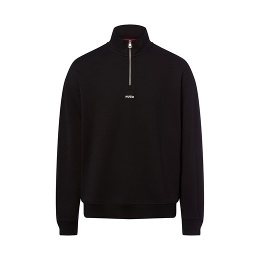 HUGO Bluza męska - Durty244 Mężczyźni Bawełna czarny jednolity ze sklepu vangraaf w kategorii Bluzy męskie - zdjęcie 187695145