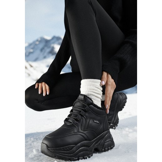 Czarne Sneakersy Vices w Stylu Traperków Chunky na Grubej Podeszwie Leandre ze sklepu born2be.pl w kategorii Buty sportowe damskie - zdjęcie 187695586