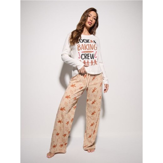 Sinsay - Bawełniana piżama z motywem piernikowego ludzika - biały ze sklepu Sinsay w kategorii Piżamy damskie - zdjęcie 187696117