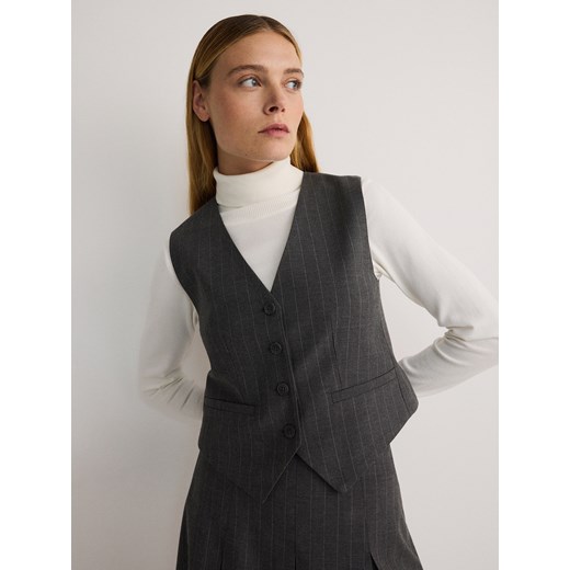 Reserved - Garniturowa kamizelka - ciemnoszary ze sklepu Reserved w kategorii Kamizelki damskie - zdjęcie 187696518