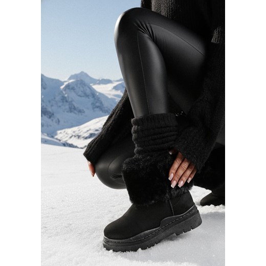 Czarne Śniegowce z Futerkiem Strollet ze sklepu born2be.pl w kategorii Śniegowce damskie - zdjęcie 187696525