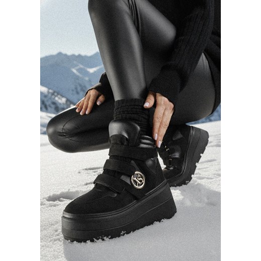 Czarne Botki Vices w Stylu Sneakersów na Platformie Afirriva ze sklepu born2be.pl w kategorii Botki - zdjęcie 187696688