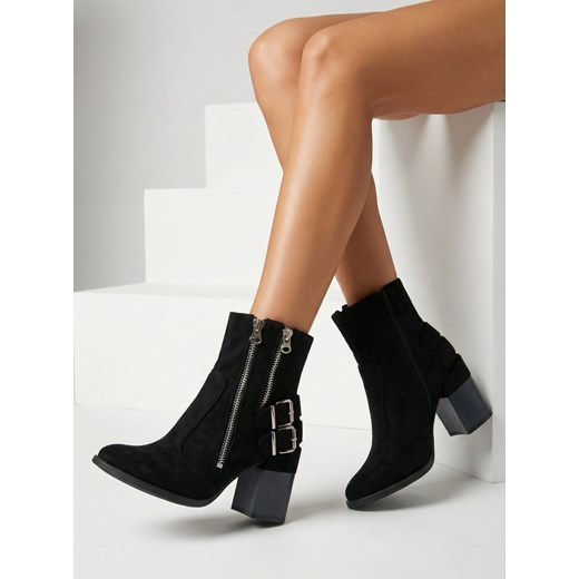 Royalfashion Damskie czarne botki ze zdobieniem Feirrgo ze sklepu royalfashion.pl w kategorii Botki - zdjęcie 187698968