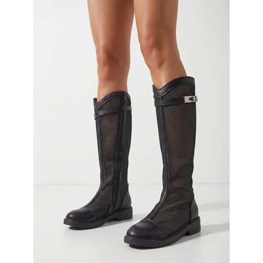 Royalfashion Wysokie ażurowe damskie botki Ovittole ze sklepu royalfashion.pl w kategorii Kozaki damskie - zdjęcie 187698997