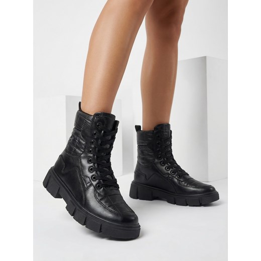 Lorenzo Classic Czarne Buty Damskie ze sklepu royalfashion.pl w kategorii Workery damskie - zdjęcie 187699006