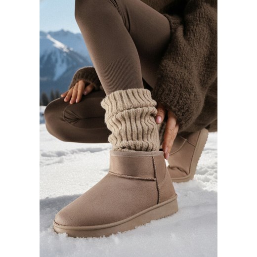 Ciemnobeżowe Krótkie Śniegowce Zozaline ze sklepu born2be.pl w kategorii Śniegowce damskie - zdjęcie 187699268