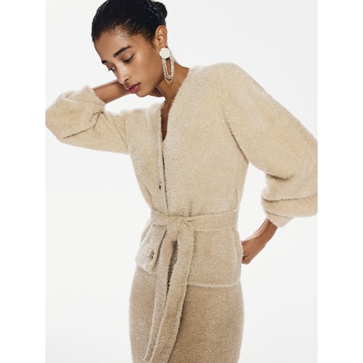 Reserved - Kardigan z metalizowaną nicią - kremowy ze sklepu Reserved w kategorii Swetry damskie - zdjęcie 187699409