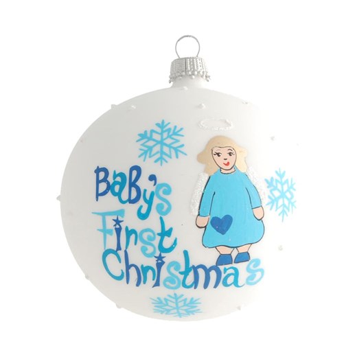 Krebs Glas Lauscha Bombka w kolorze biało-błękitnym - Ø 8 cm ze sklepu Limango Polska w kategorii Dekoracje bożonarodzeniowe - zdjęcie 187700689