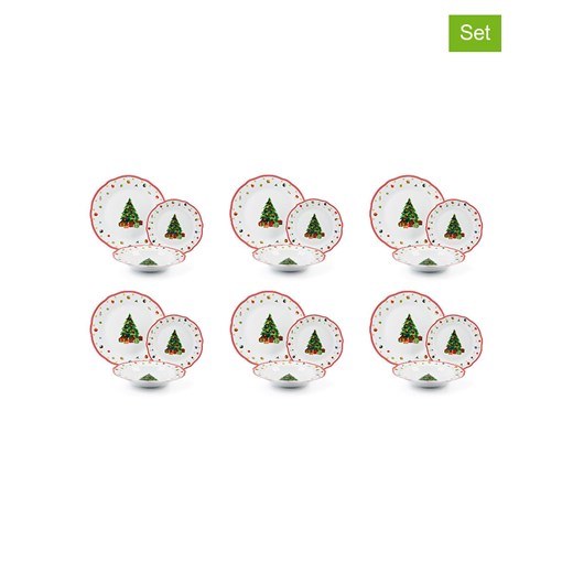 Trendy Kitchen by EXCÉLSA 18-częściowy zestaw talerzy &quot;Christmas Eve&quot; w kolorze biało-czerwono-zielonym ze sklepu Limango Polska w kategorii Naczynia - zdjęcie 187700709