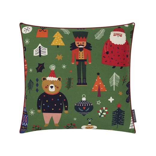 Magma Heimtex Poszewka &quot;Xmas Party&quot; w kolorze zielonym na poduszkę - 45 x 45 cm ze sklepu Limango Polska w kategorii Poduszki dekoracyjne - zdjęcie 187701406