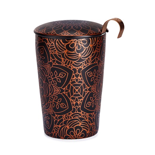 Eigenart Kubek &quot;Mandala&quot; w kolorze jasnobrązowo-czarnym do herbaty - 350 ml ze sklepu Limango Polska w kategorii Dzbanki i zaparzacze - zdjęcie 187701677