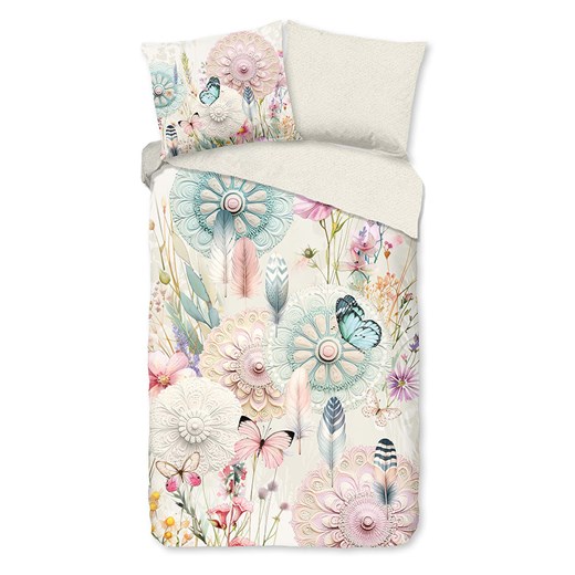 Descanso Komplet pościeli satynowej &quot;Maysa&quot; w kolorze kremowym ze wzorem ze sklepu Limango Polska w kategorii Pościele - zdjęcie 187702197