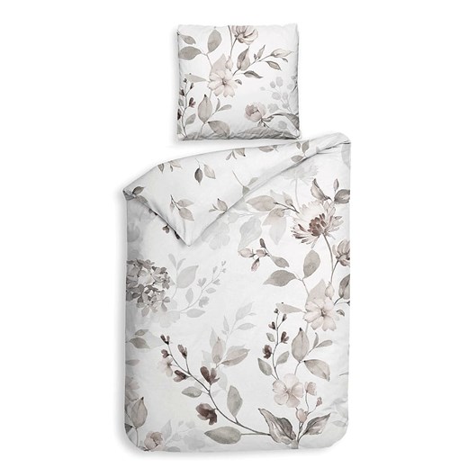 Heckett Lane Komplet pościeli satynowej &quot;Amara&quot; w kolorze biało-jasnoszarym ze sklepu Limango Polska w kategorii Pościele - zdjęcie 187703387