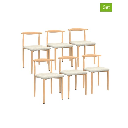 IDOMYA Factory Krzesła (6 szt.) &quot;Adam&quot; w kolorze biało-jasnobrązowym - 50 x 74 x 48 cm ze sklepu Limango Polska w kategorii Meble - zdjęcie 187704165