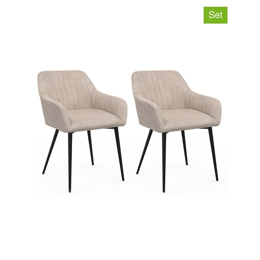 IDOMYA Factory Krzesła (2 szt.) &quot;Ariana&quot; w kolorze jasnobrązowo-szarym - 51 x 76 x 56 cm ze sklepu Limango Polska w kategorii Meble - zdjęcie 187704199