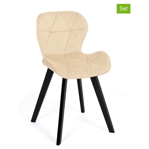 IDOMYA Factory Krzesła (4 szt.) w kolorze beżowo-czarnym do jadalni - 47,5 x 79 x 50 cm ze sklepu Limango Polska w kategorii Meble - zdjęcie 187704257