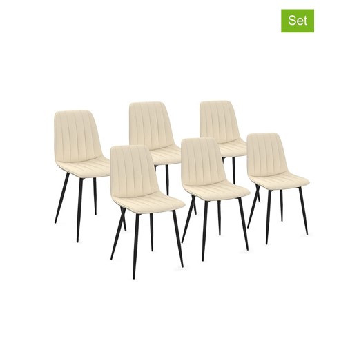 IDOMYA Factory Krzesła (6 szt.) &quot;Fiona&quot; w kolorze kremowo-czarnym - 46 x 88 x 55 cm ze sklepu Limango Polska w kategorii Meble - zdjęcie 187704309