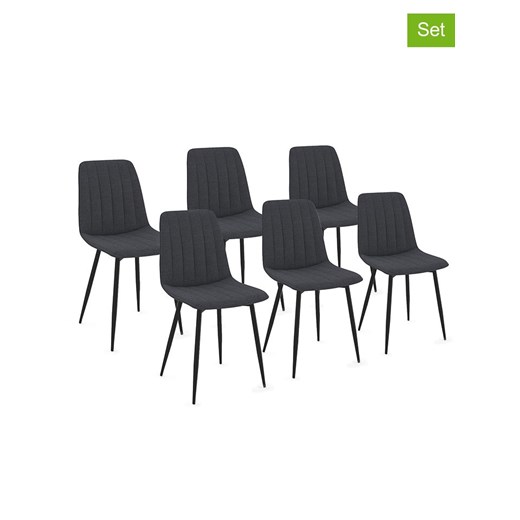 IDOMYA Factory Krzesła (6 szt.) &quot;Fiona&quot; w kolorze ciemnoszaro-czarnym - 46 x 88 x 55 cm ze sklepu Limango Polska w kategorii Meble - zdjęcie 187704318