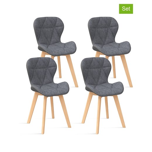 IDOMYA Factory Krzesła (4 szt.) w kolorze szaro-jasnobrązowym do jadalni - 50 x 79 x 46 cm ze sklepu Limango Polska w kategorii Meble - zdjęcie 187704366