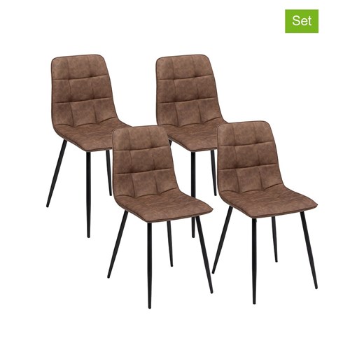 IDOMYA Factory Krzesła (4 szt.) w kolorze brązowo-czarnym do jadalni - 55 x 88 x 46 cm ze sklepu Limango Polska w kategorii Meble - zdjęcie 187704459