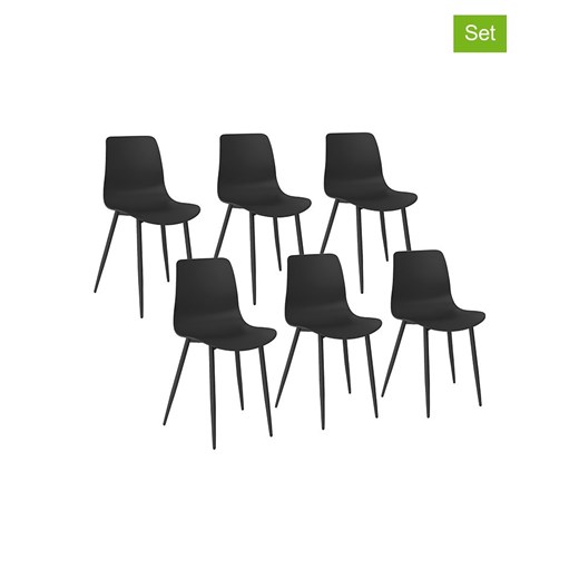 IDOMYA Factory Krzesła (6 szt.) &quot;Nala&quot; w kolorze czarnym - 48 x 79 x 48 cm ze sklepu Limango Polska w kategorii Meble - zdjęcie 187704549