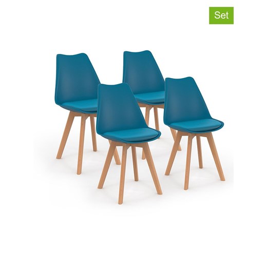 IDOMYA Factory Krzesła (4 szt.) w kolorze niebiesko-jasnobrązowym - 51 x 79,5 x 46 cm ze sklepu Limango Polska w kategorii Meble - zdjęcie 187704606