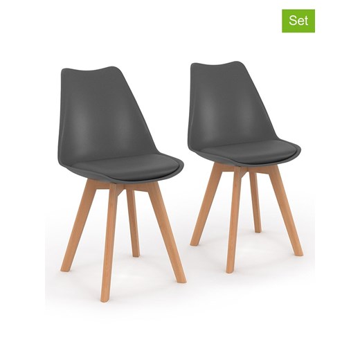 IDOMYA Factory Krzesła (2 szt.) &quot;Nordia&quot; w kolorze antracytowym - 46 x 79,5 x 51 cm ze sklepu Limango Polska w kategorii Meble - zdjęcie 187704618