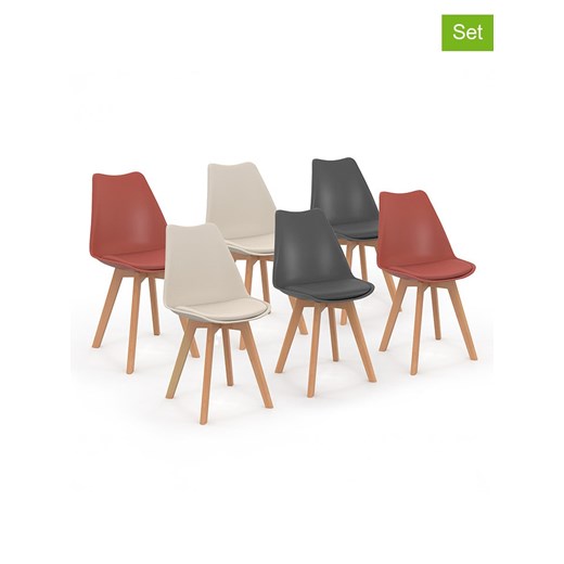 IDOMYA Factory Krzesła (6 szt.) w kolorze kremowo-pomarańczowo-szarym - 46 x 79,5 cm ze sklepu Limango Polska w kategorii Meble - zdjęcie 187704649