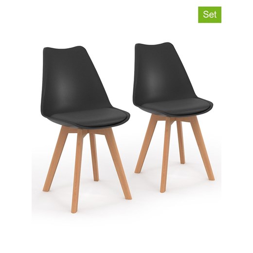 IDOMYA Factory Krzesła (2 szt.) &quot;Nordia&quot; w kolorze czarnym - 46 x 79,5 x 51 cm ze sklepu Limango Polska w kategorii Meble - zdjęcie 187704655