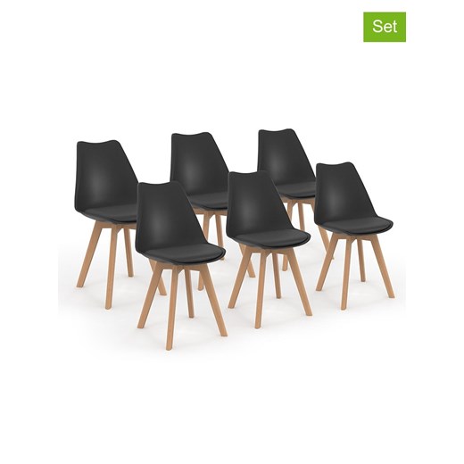 IDOMYA Factory Krzesła (6 szt.) &quot;Nordia&quot; w kolorze czarnym do jadalni - 46 x 79,5 x 51 cm ze sklepu Limango Polska w kategorii Meble - zdjęcie 187704667