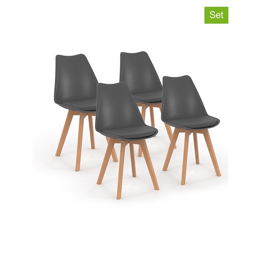 IDOMYA Factory Krzesła (4 szt.) w kolorze antracytowo-jasnobrązowym - 51 x 79,5 x 46 cm ze sklepu Limango Polska w kategorii Meble - zdjęcie 187704718